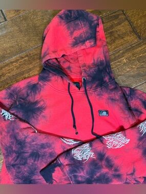 Lurking Class Grim Reaper Hoodie Mens Large Red And Black Tie Dye